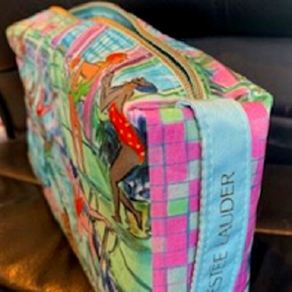 NEW Estee Lauder Cosmetic Makeup Bag Swimmers in Pool Charm Zip 10 x 2.5 x 6 in - Picture 7 of 8